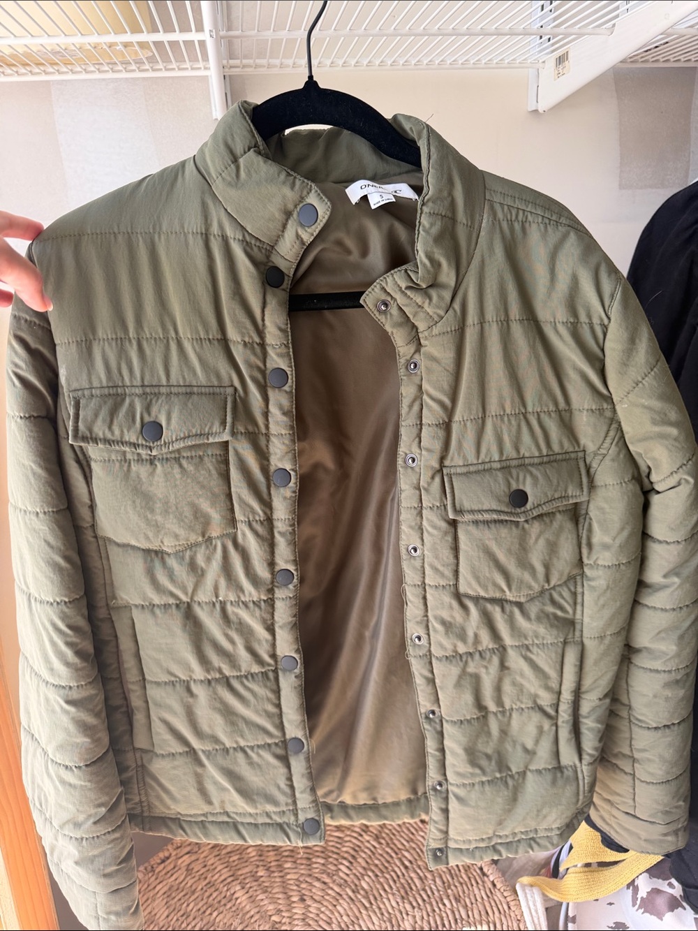 O'Neill Olive Green Quilted Snap-Front Puffer Jacket